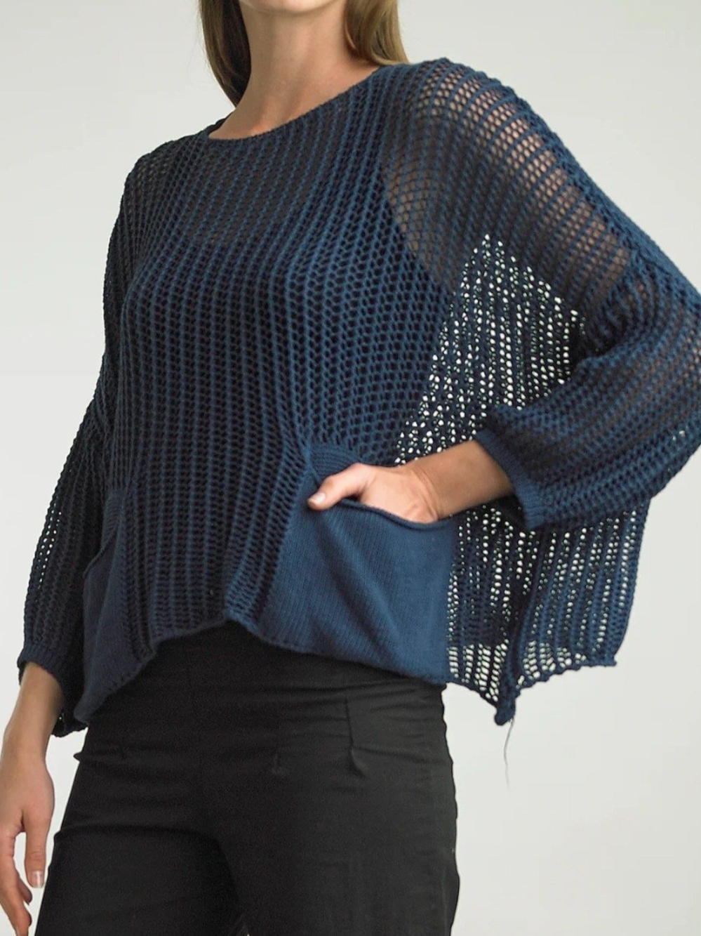 Tempo Paris Crochet Knit Top L